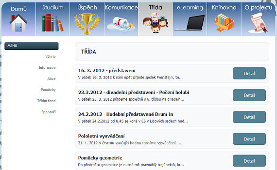 Záložka Třída