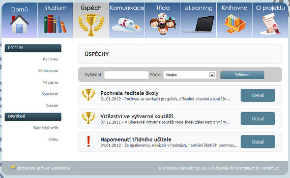 Záložka Úspěch